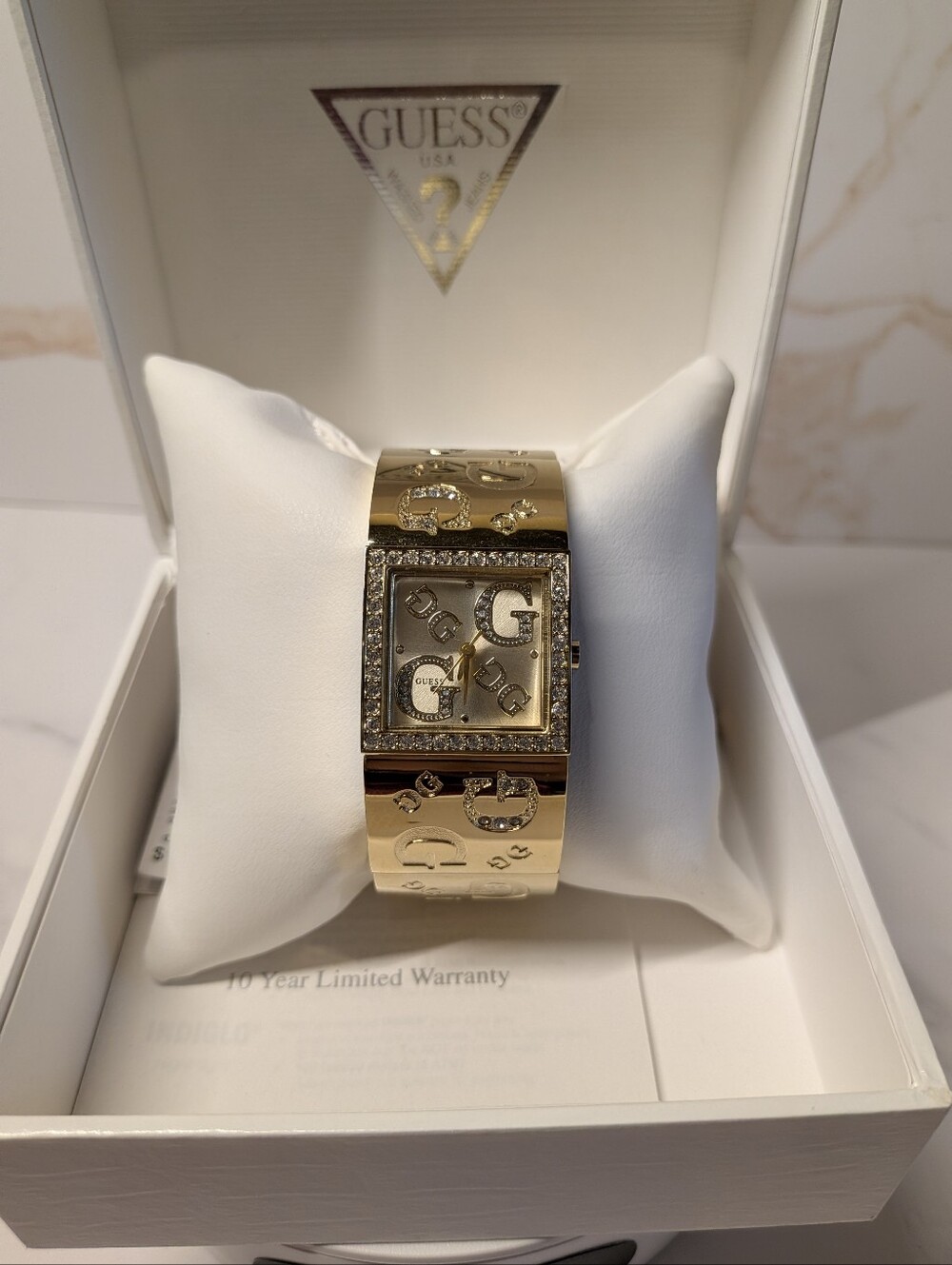 GUESS Gold Logo Watch With Extenders